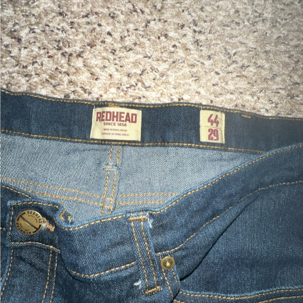 Redhead Blue Jeans 44 waist with Gold Stitching